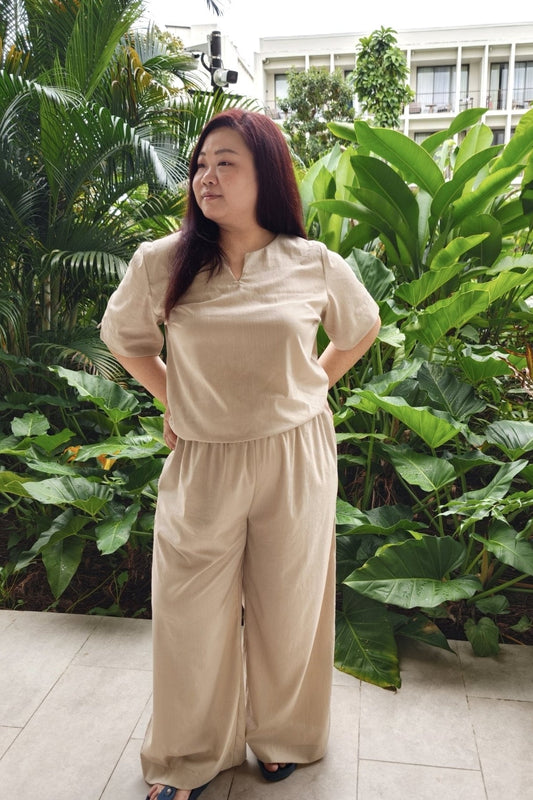 Beige Wide Leg Pants - Bubbly