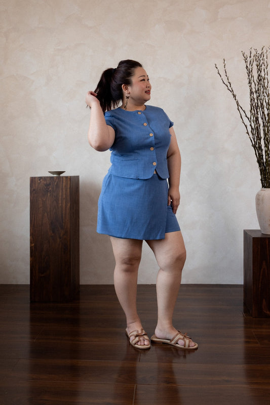 Blue Linen - Blend Vest Top - Bubbly