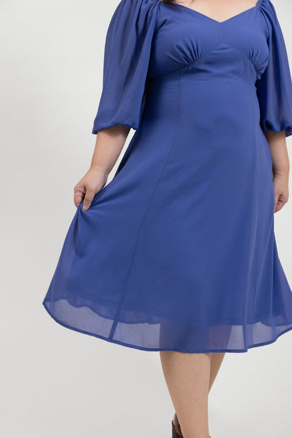 Dusty Blue Chiffon Midi Dress