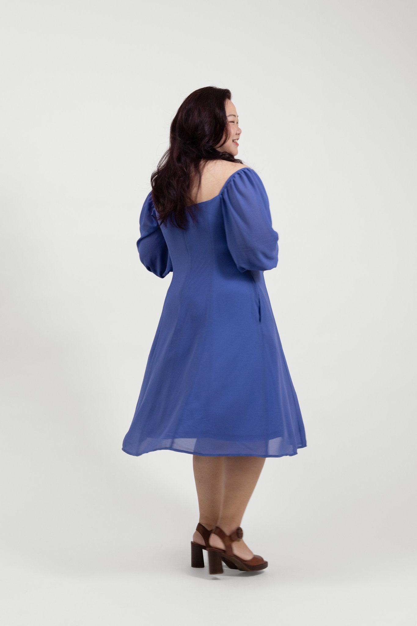 Dusty Blue Chiffon Midi Dress