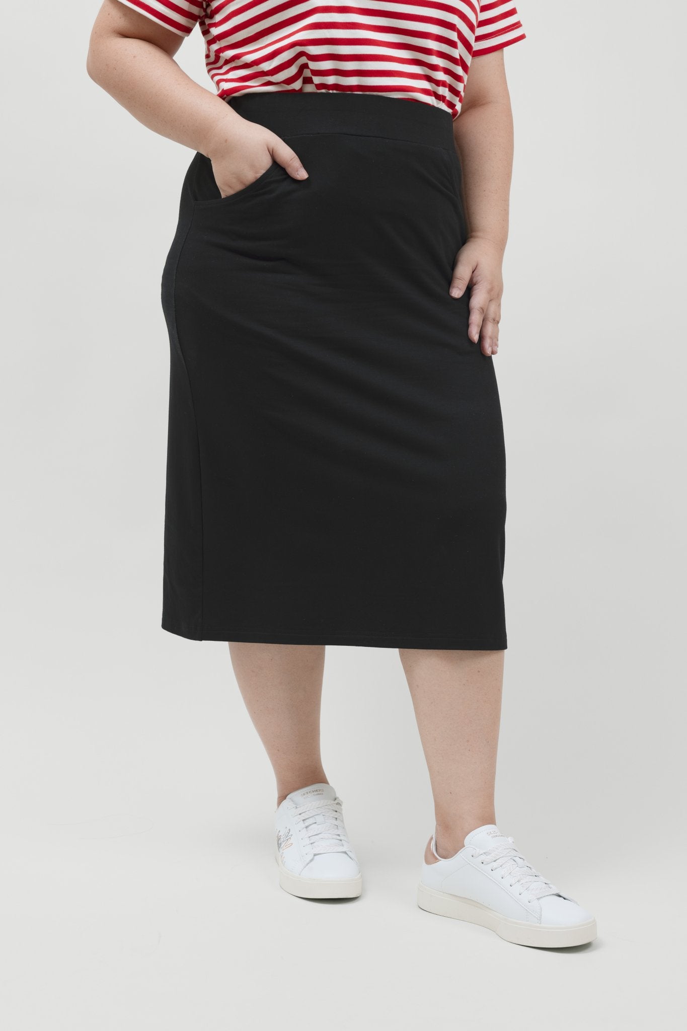 Black High-Waist Pencil Sporty Skirt
