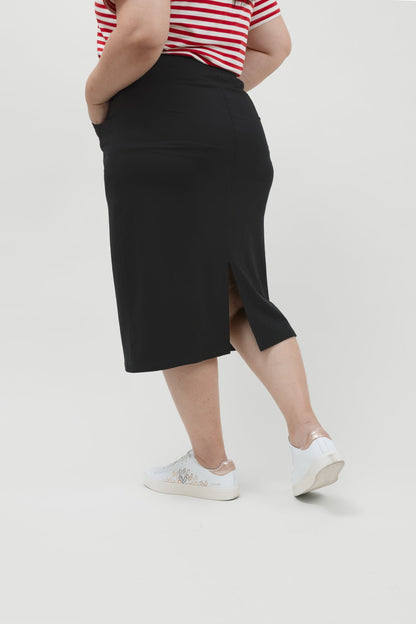 Black High-Waist Pencil Sporty Skirt