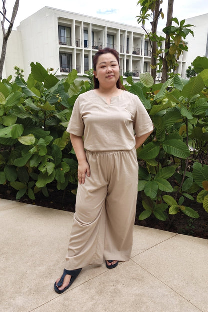 Beige Relaxed Short Sleeve Top - Bubbly