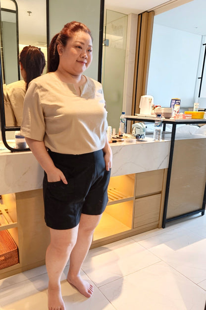 Beige Relaxed Short Sleeve Top - Bubbly