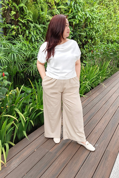Beige Wide Leg Pants - Bubbly