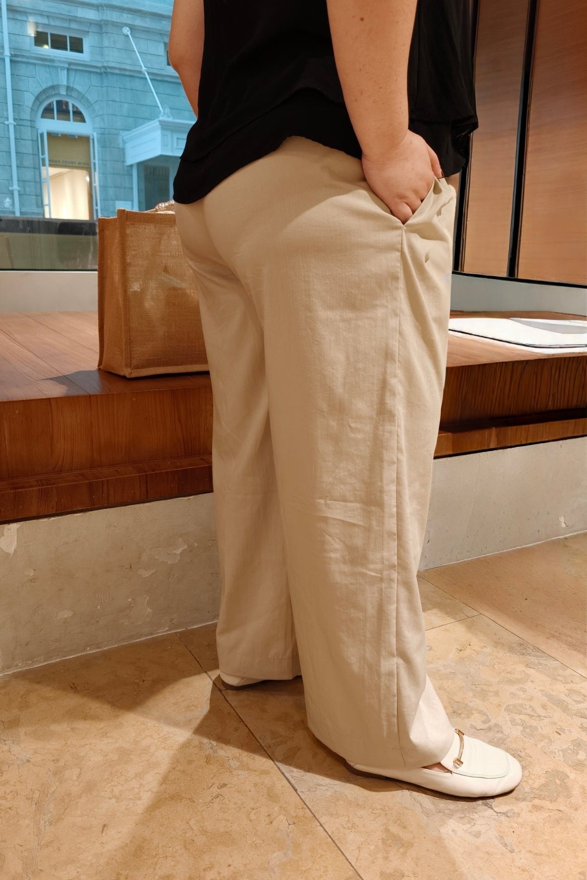 Beige Wide Leg Pants - Bubbly