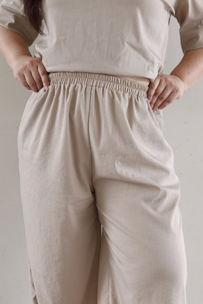 Beige Wide Leg Pants - Bubbly
