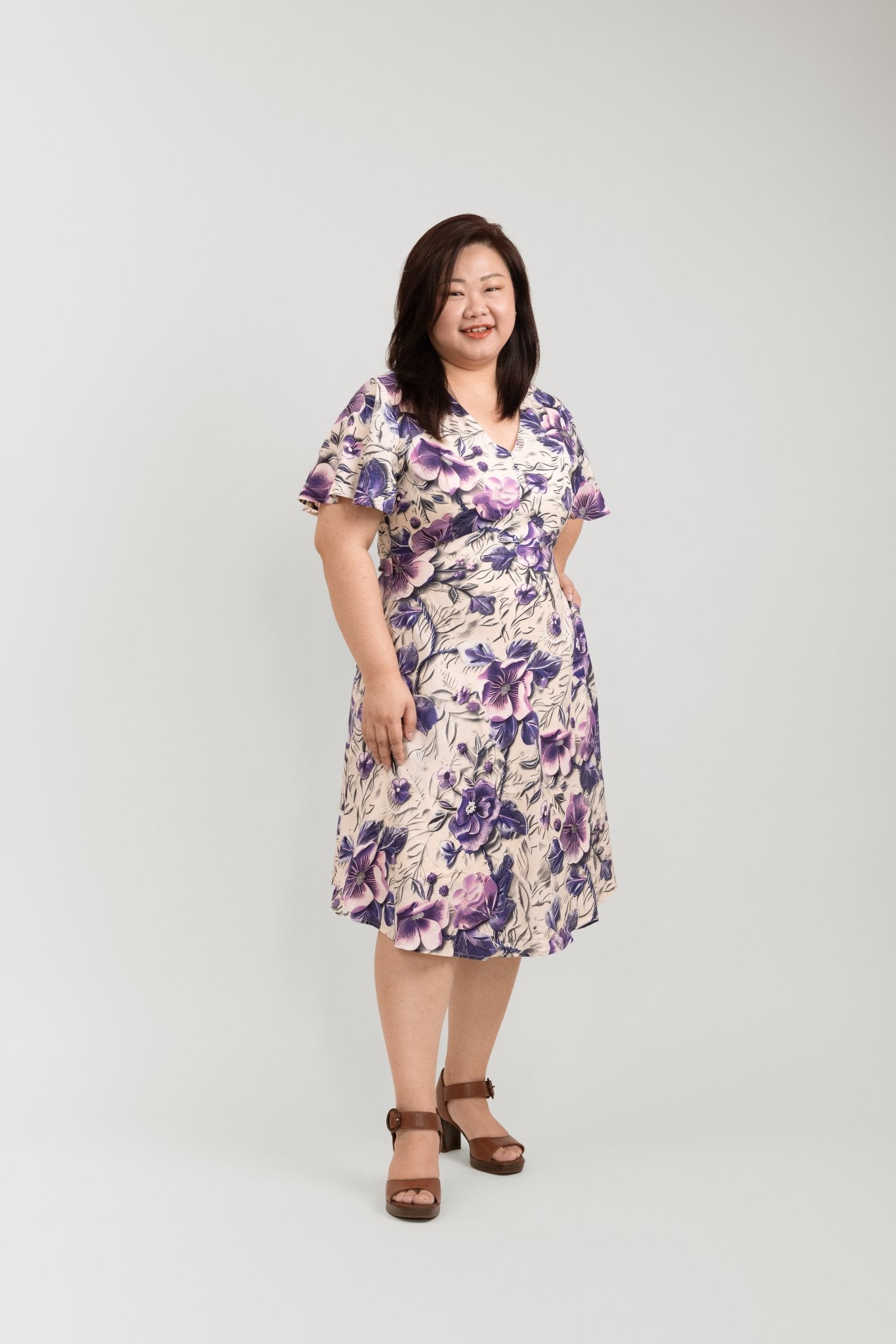 Bias Cut Orchid Floral Dress - Bubbly