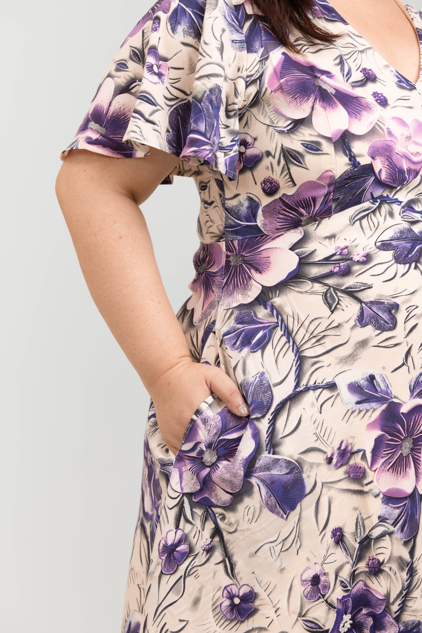 Bias Cut Orchid Floral Dress - Bubbly
