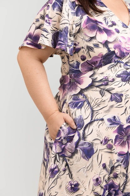 Bias Cut Orchid Floral Dress - Bubbly