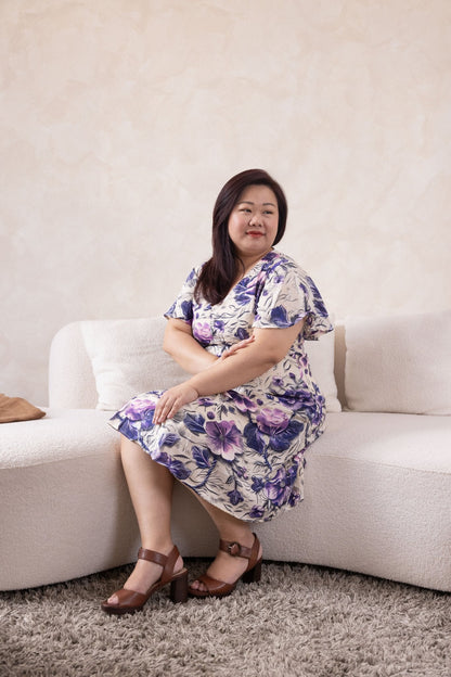Bias Cut Orchid Floral Dress - Bubbly