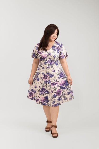 Bias Cut Orchid Floral Dress - Bubbly