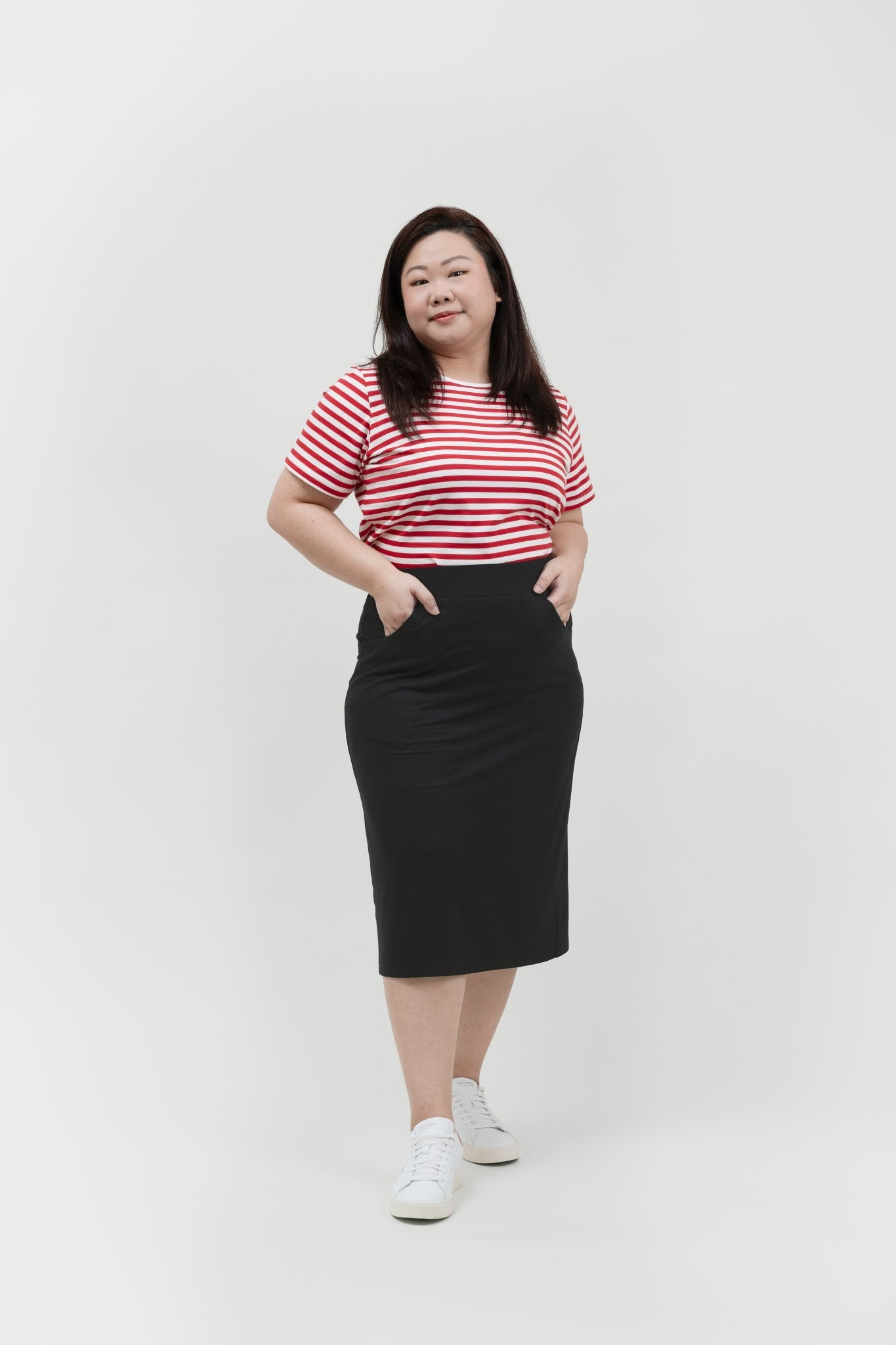 Black High - Waist Pencil Sporty Skirt - Bubbly