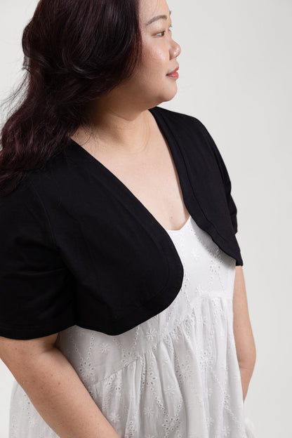 Black Short Sleeve Cropped Bolero Jacket - Bubbly