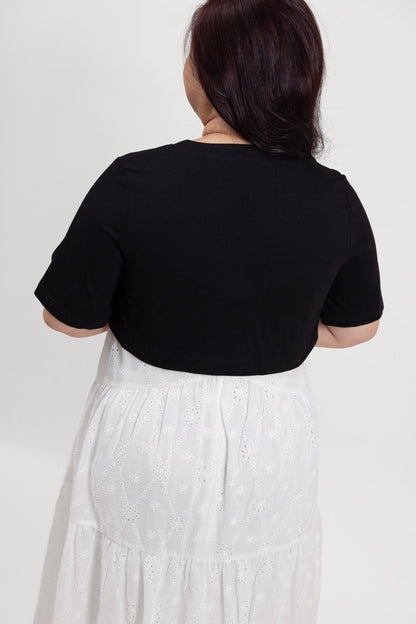 Black Short Sleeve Cropped Bolero Jacket - Bubbly