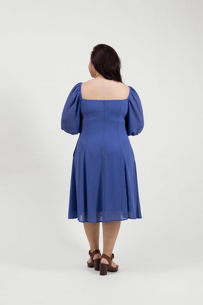 Dusty Blue Chiffon Midi Dress - Bubbly
