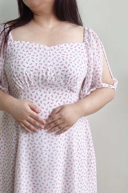 Floral Spilt Sleeve Chiffon Dress - Bubbly