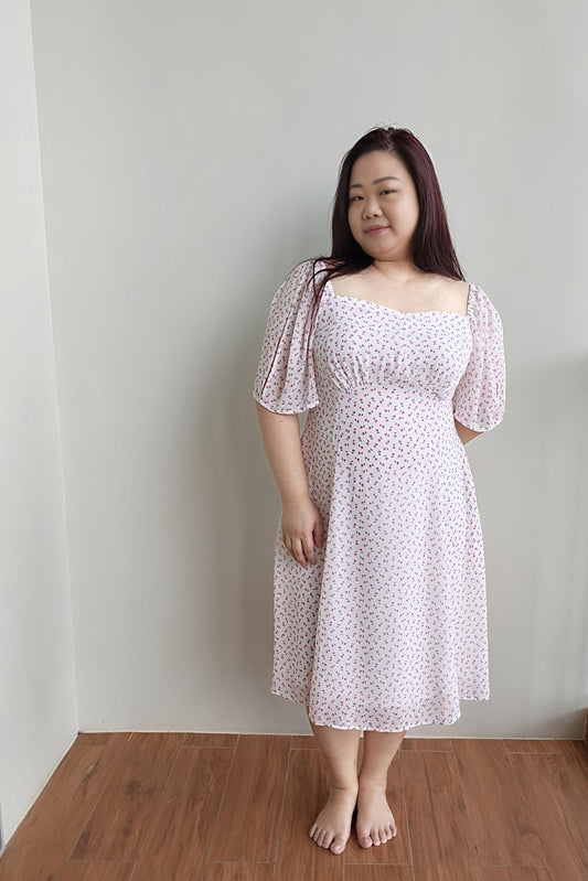 Floral Spilt Sleeve Chiffon Dress - Bubbly