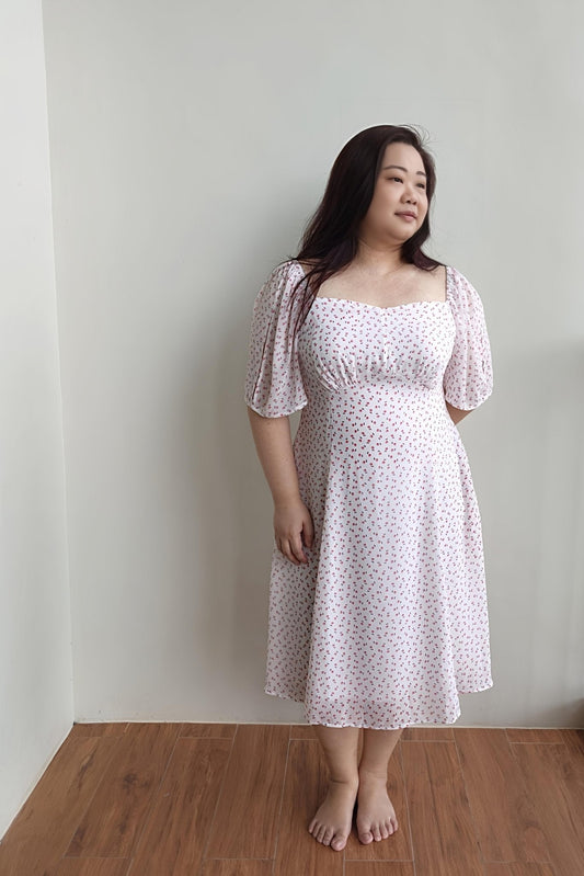 Floral Spilt Sleeve Chiffon Dress - Bubbly