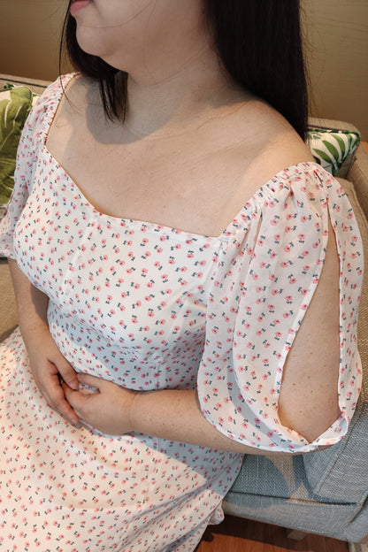 Floral Spilt Sleeve Chiffon Dress - Bubbly