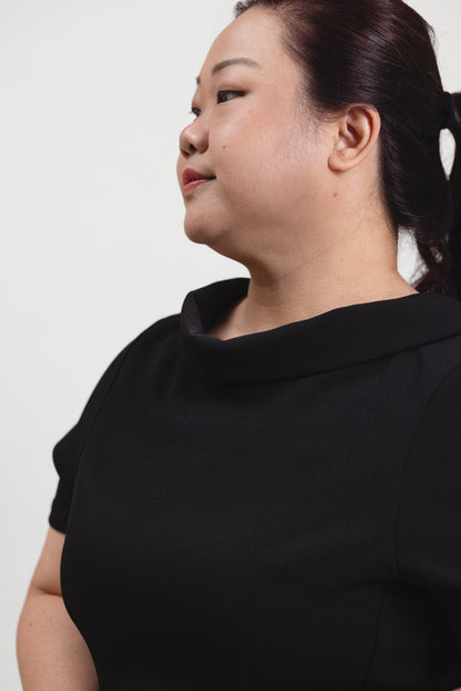 Little Black Drape V - Back Dress - Bubbly