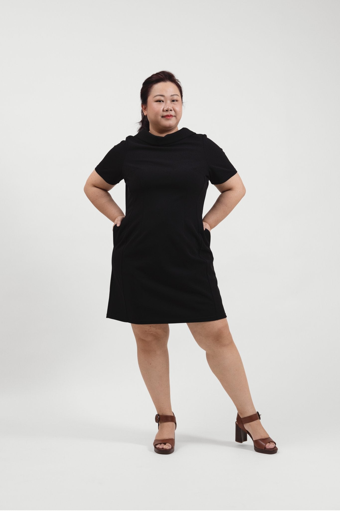 Little Black Drape V - Back Dress - Bubbly