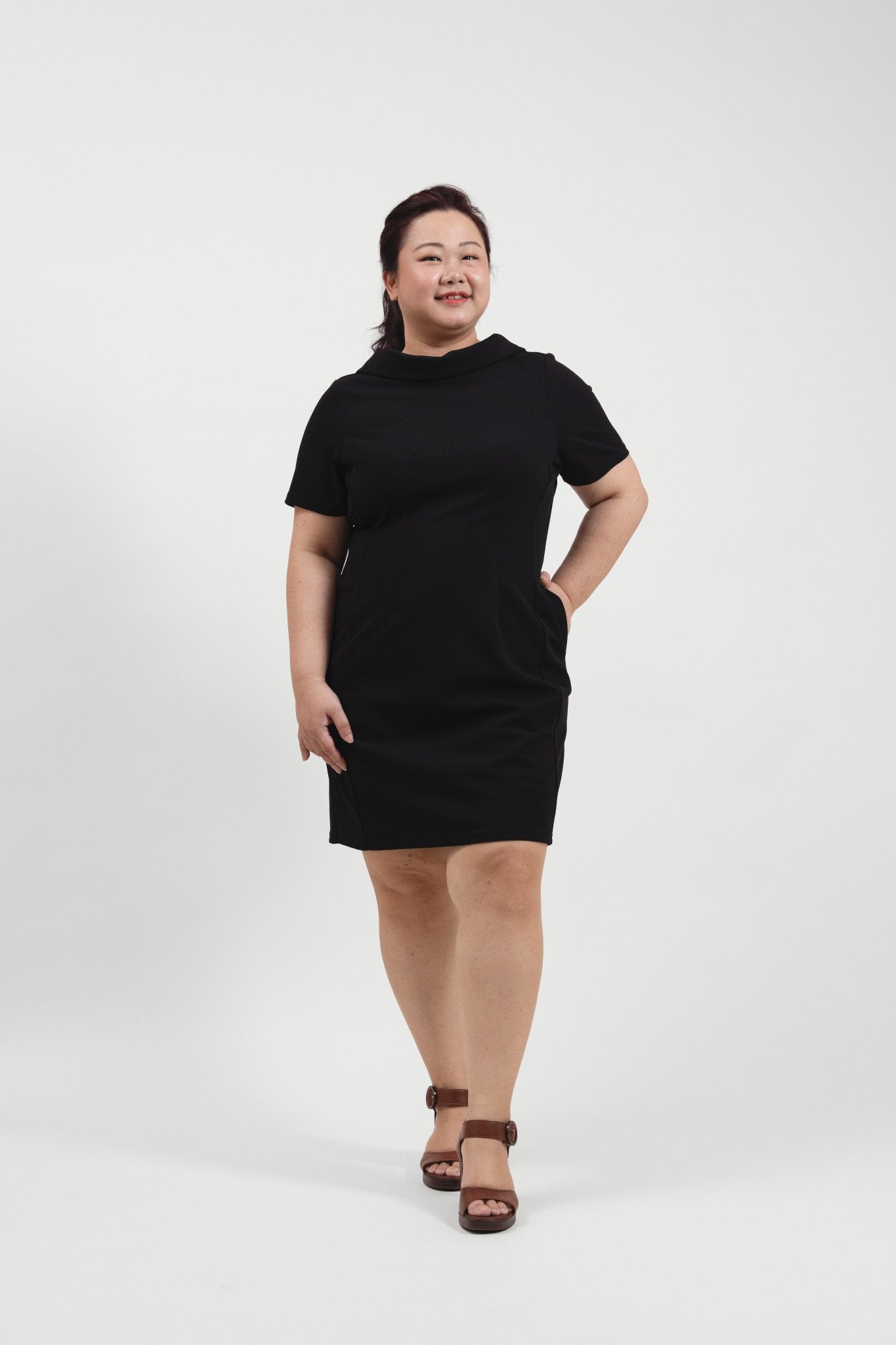 Little Black Drape V - Back Dress - Bubbly