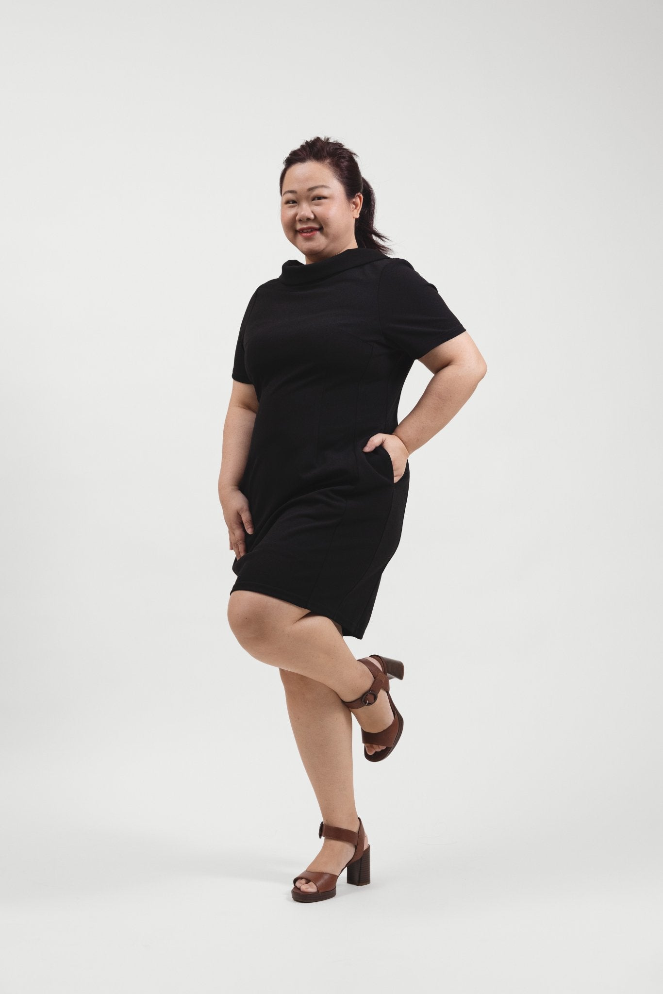 Little Black Drape V - Back Dress - Bubbly