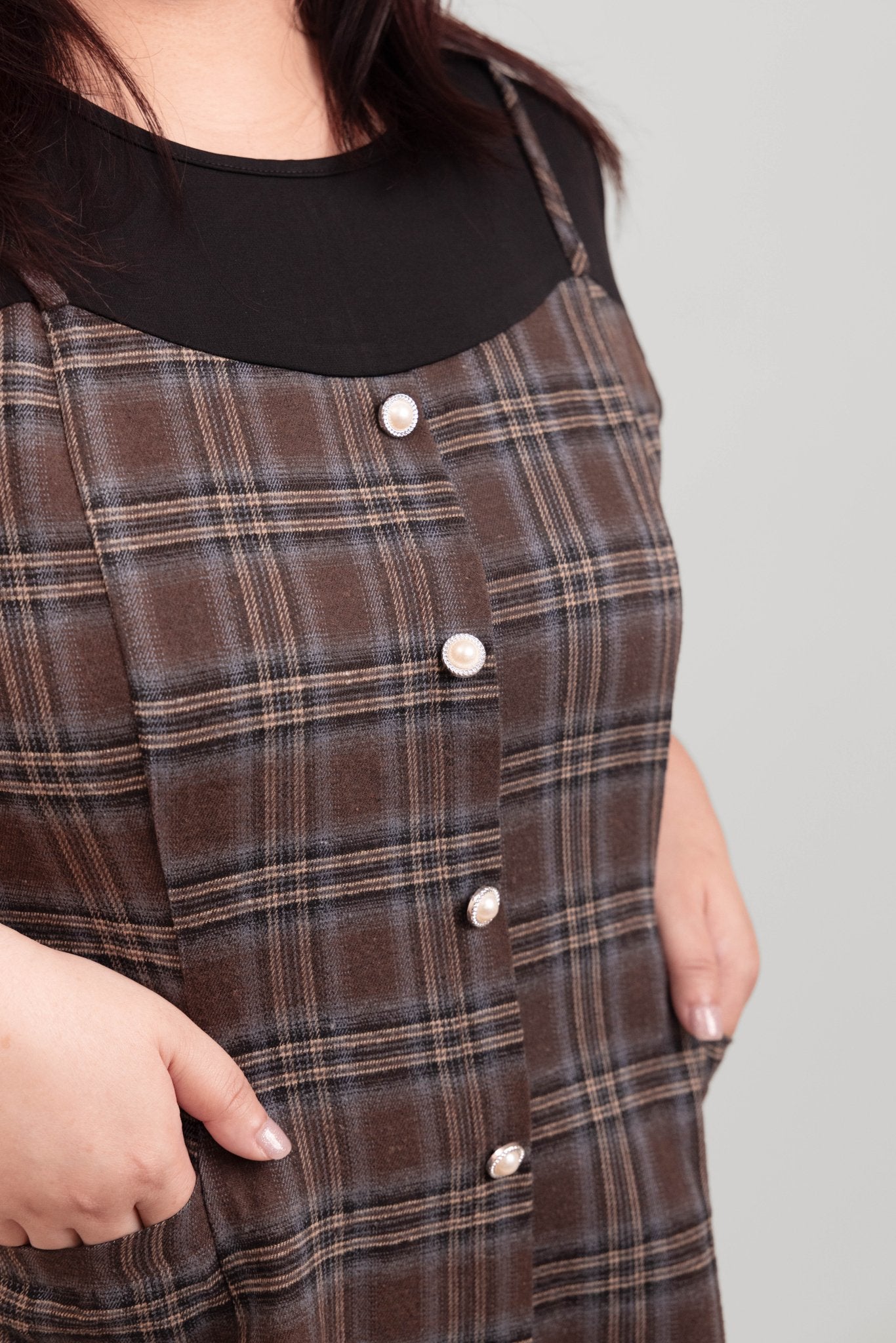 One -Piece Slip On Plaid Dress - Bubbly