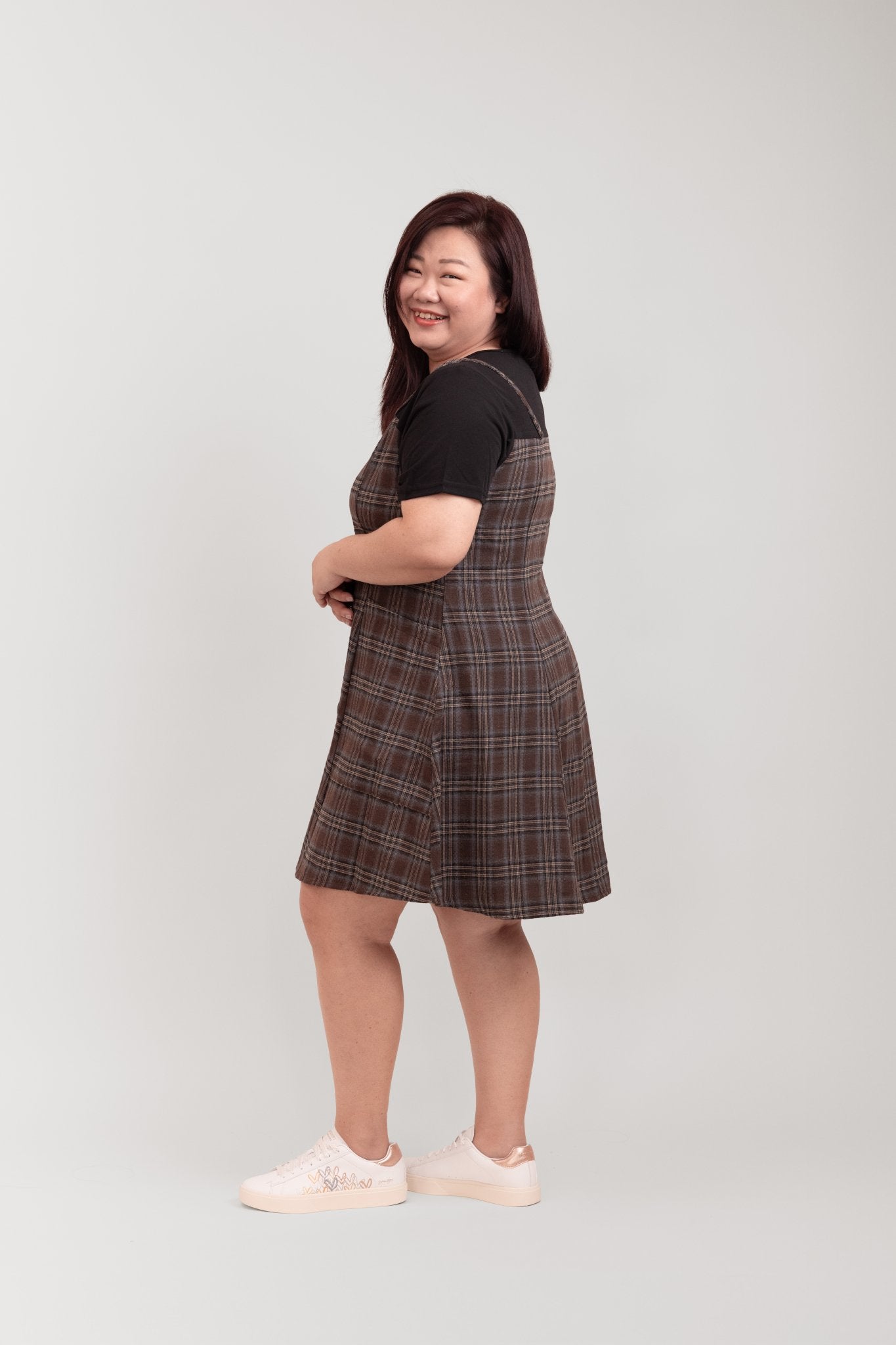 One -Piece Slip On Plaid Dress - Bubbly