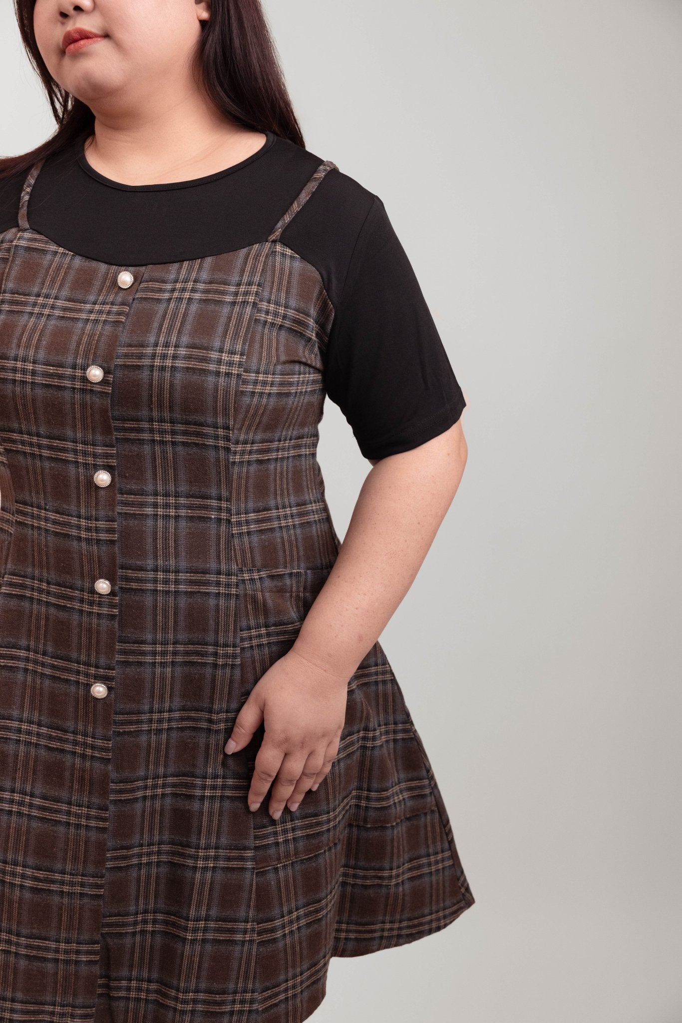 One -Piece Slip On Plaid Dress - Bubbly