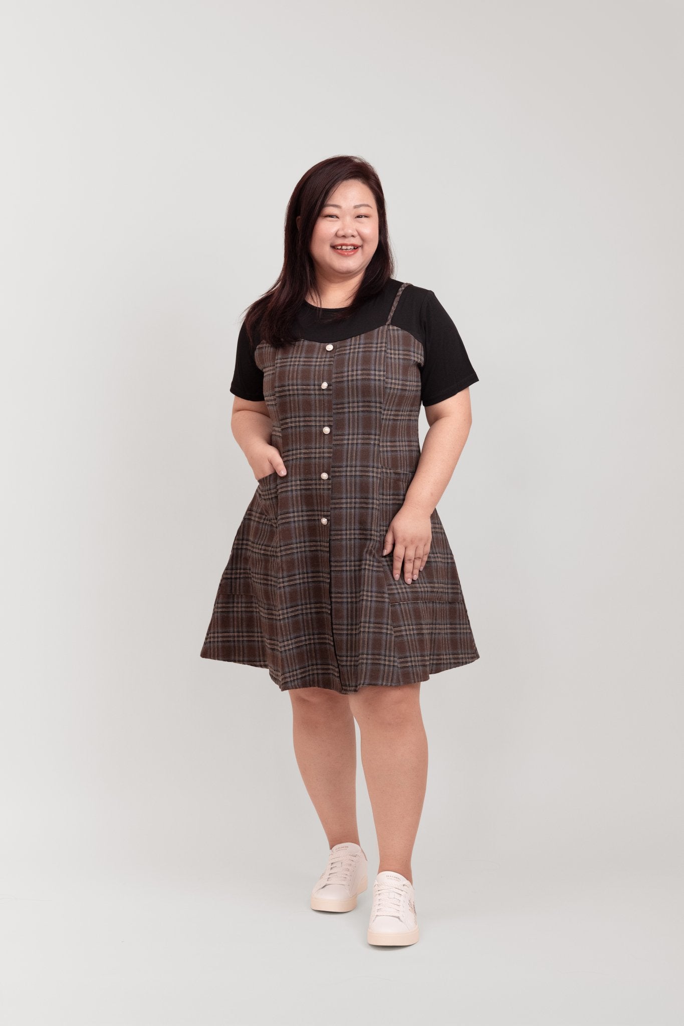 One -Piece Slip On Plaid Dress - Bubbly