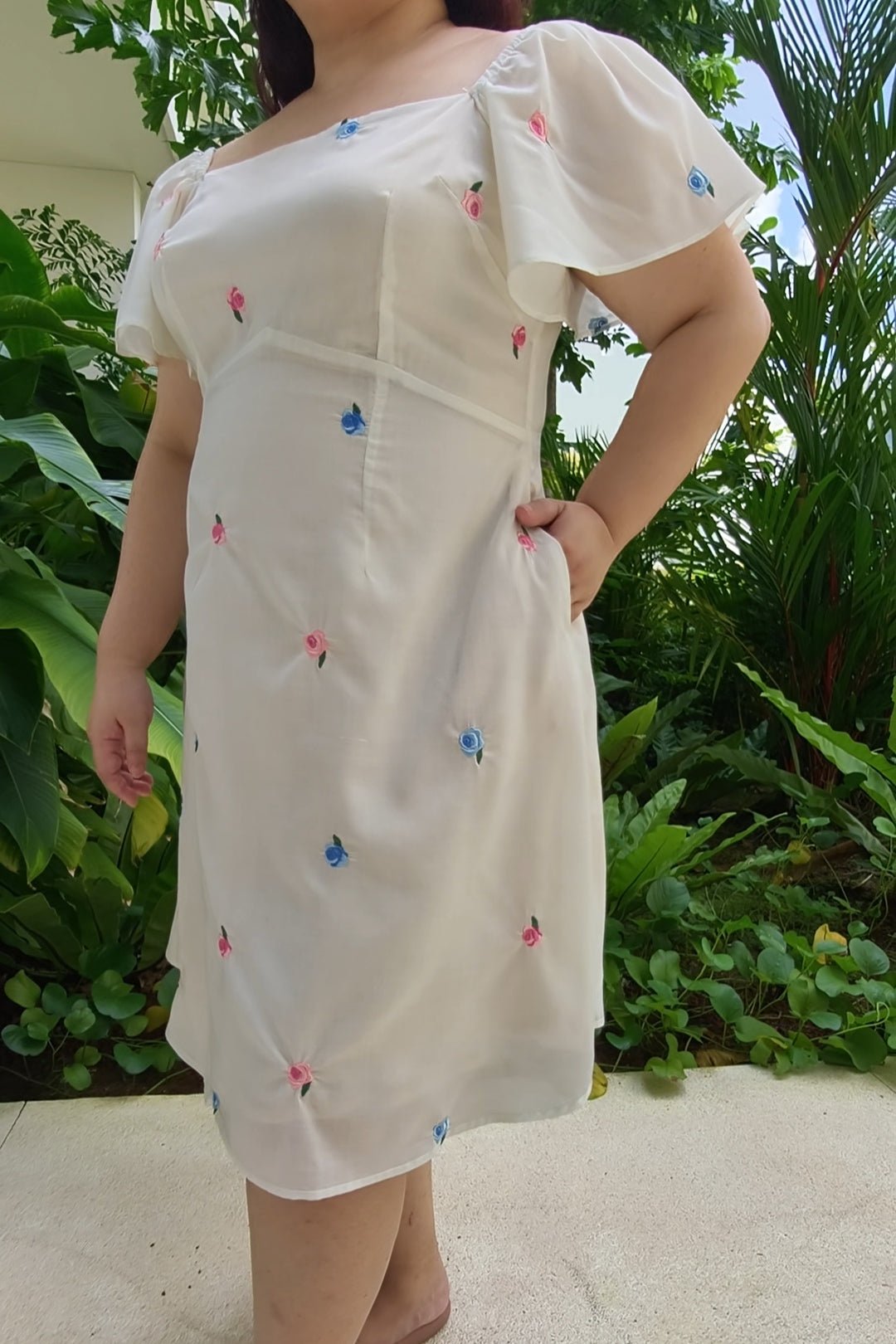 White Embroidered Floral Dress - Bubbly