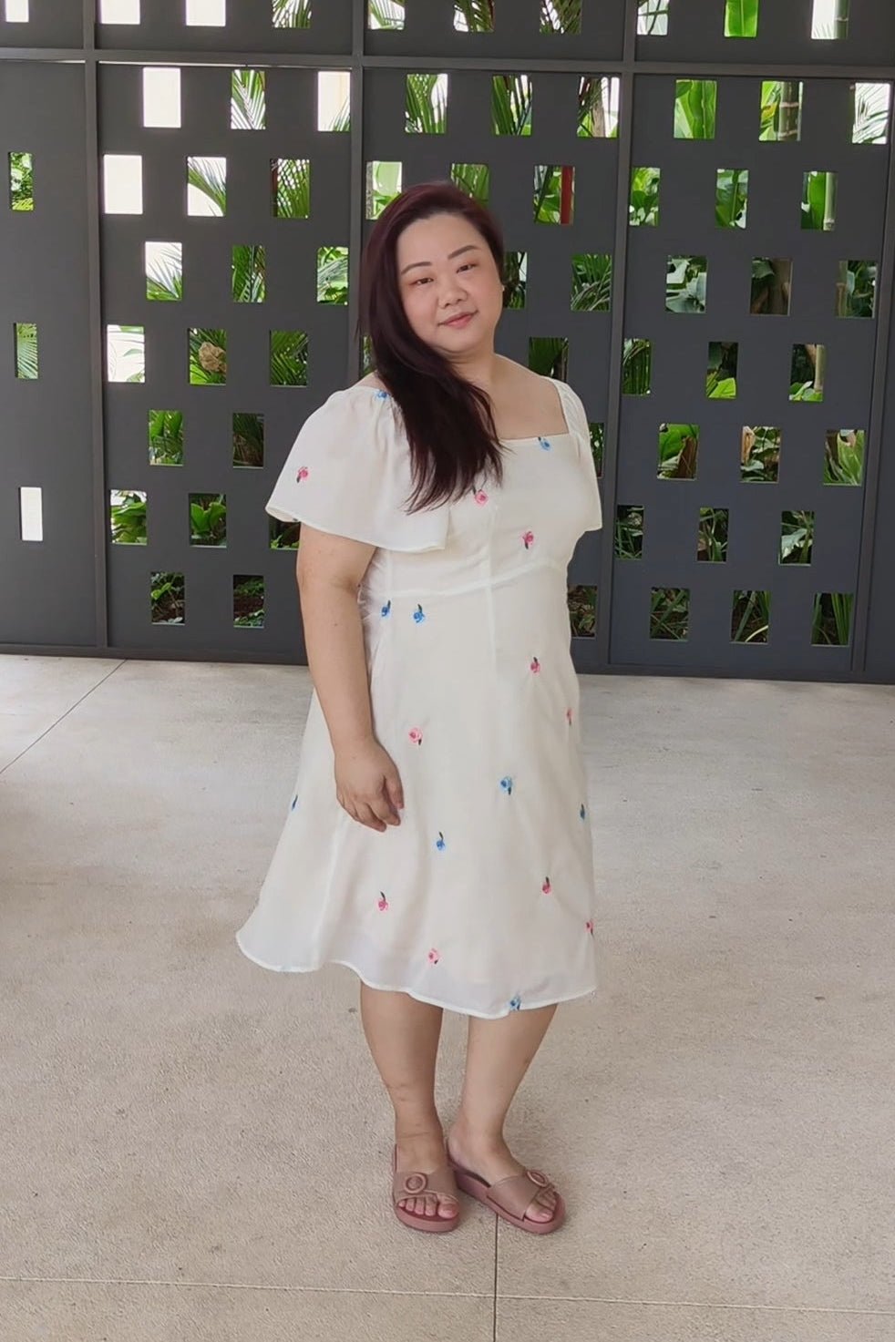 White Embroidered Floral Dress - Bubbly