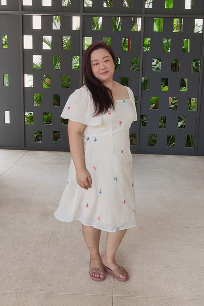 White Embroidered Floral Dress - Bubbly