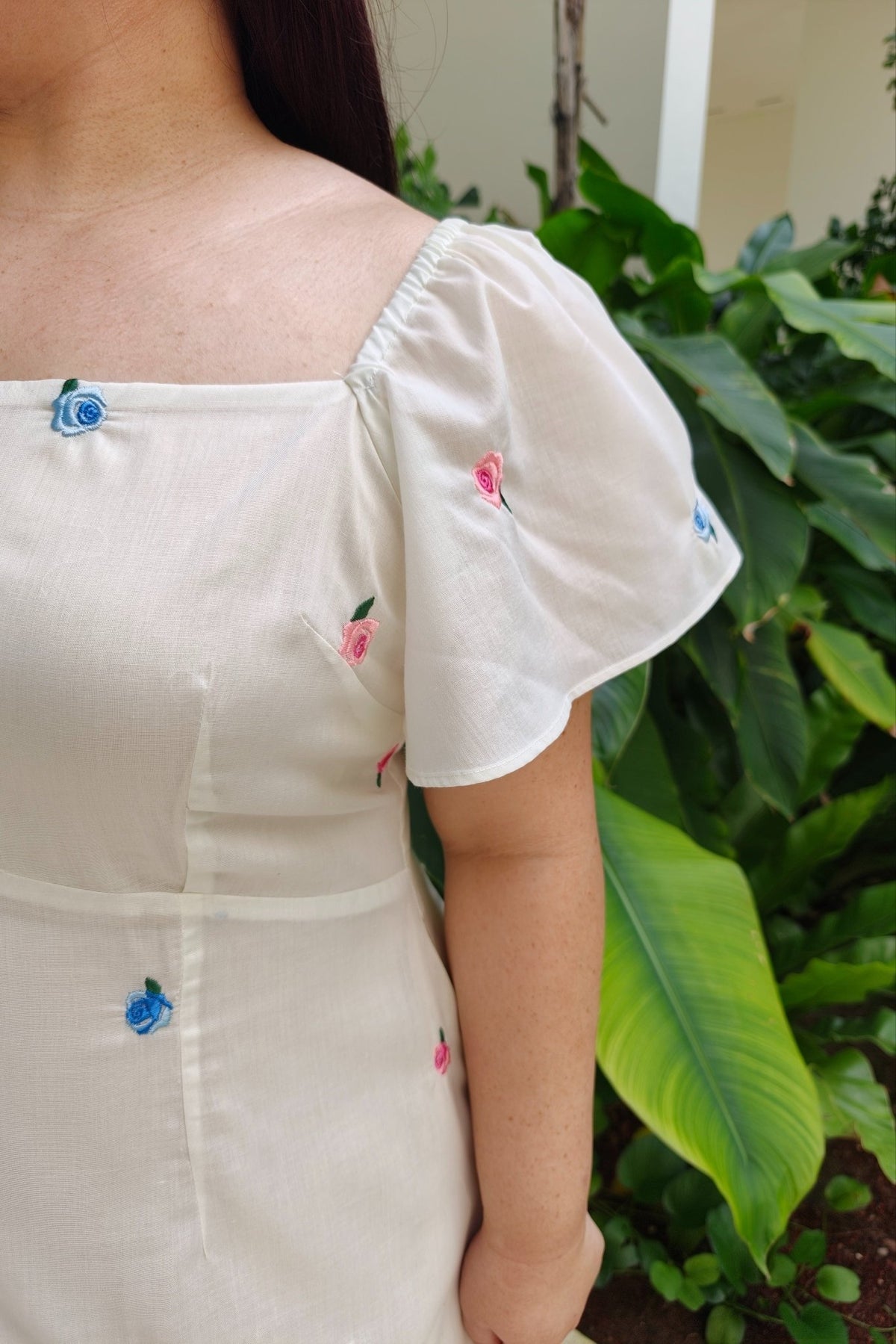 White Embroidered Floral Dress - Bubbly