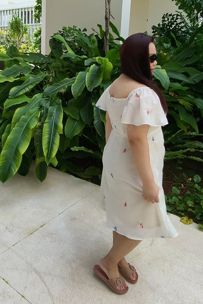 White Embroidered Floral Dress - Bubbly