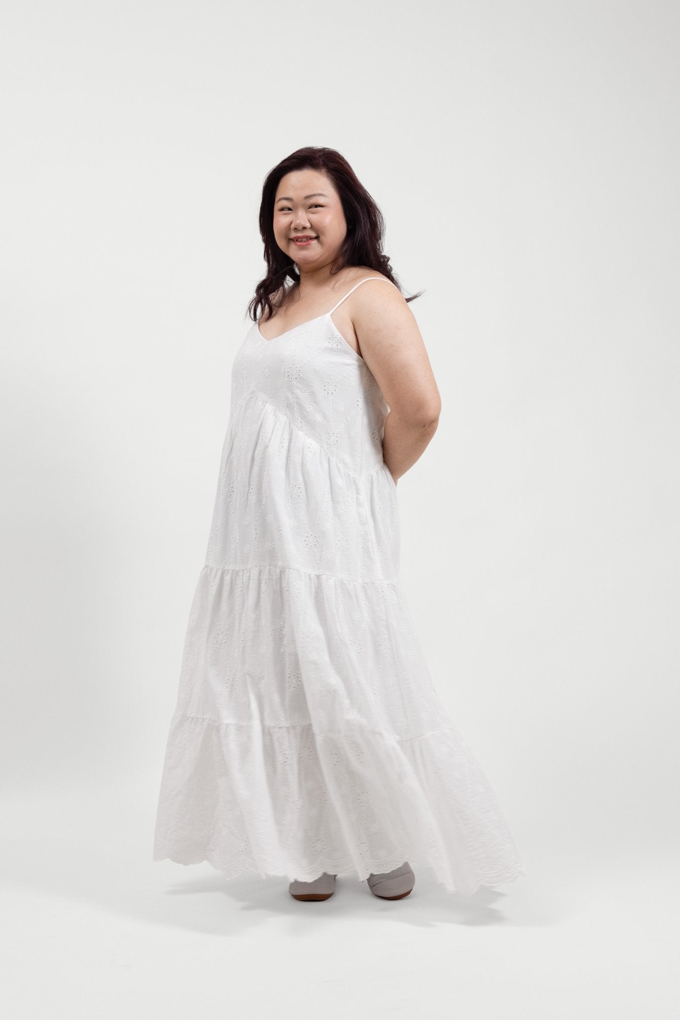 White Eyelet Maxi Dress - Bubbly
