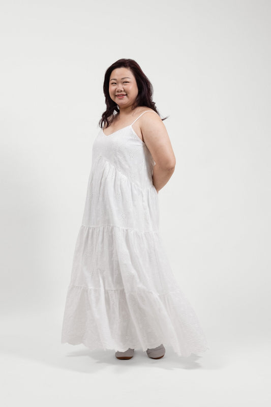 White Eyelet Maxi Dress - Bubbly