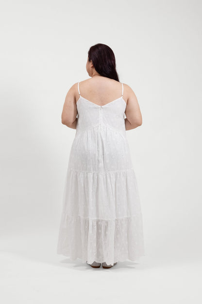 White Eyelet Maxi Dress - Bubbly