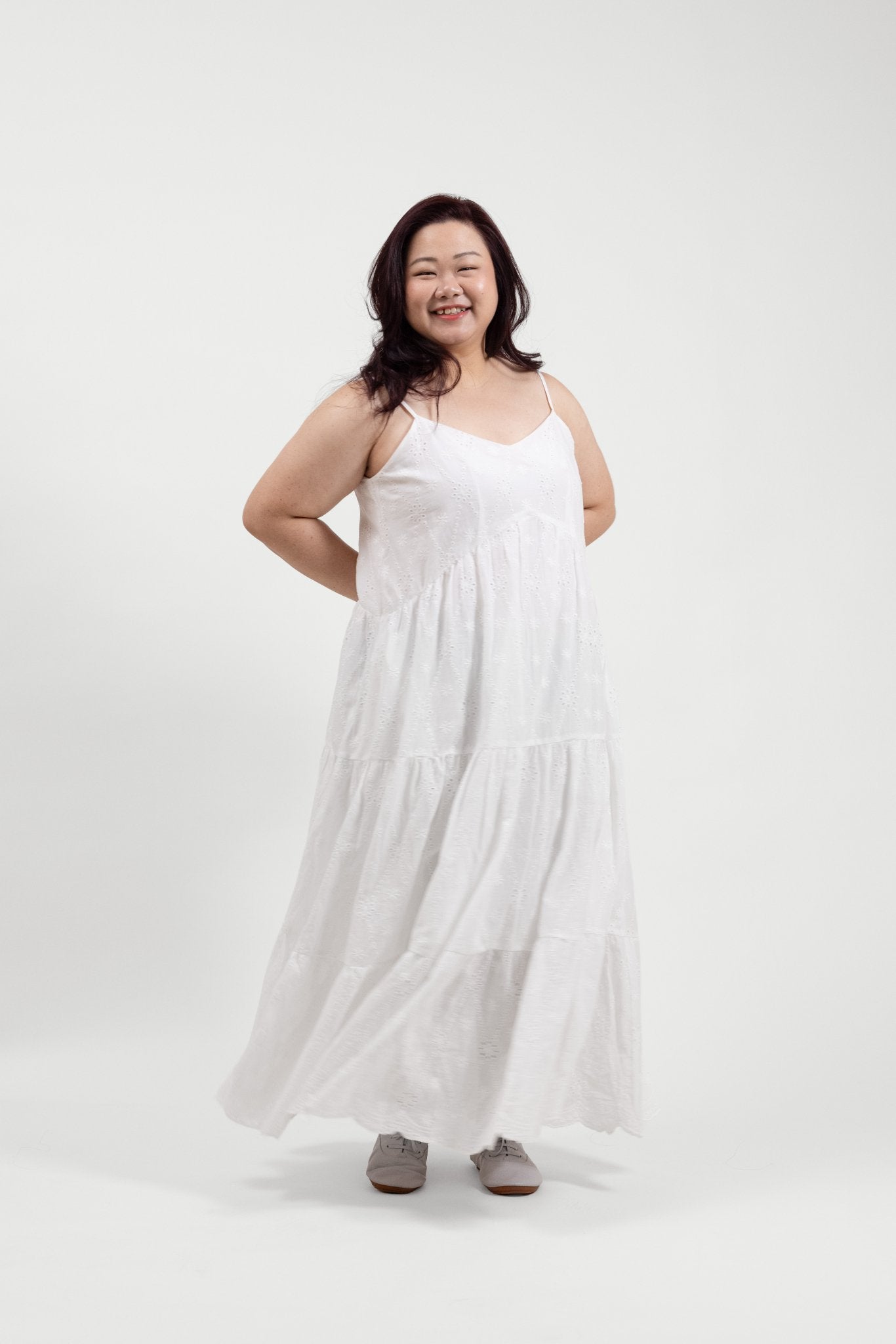 White Eyelet Maxi Dress - Bubbly