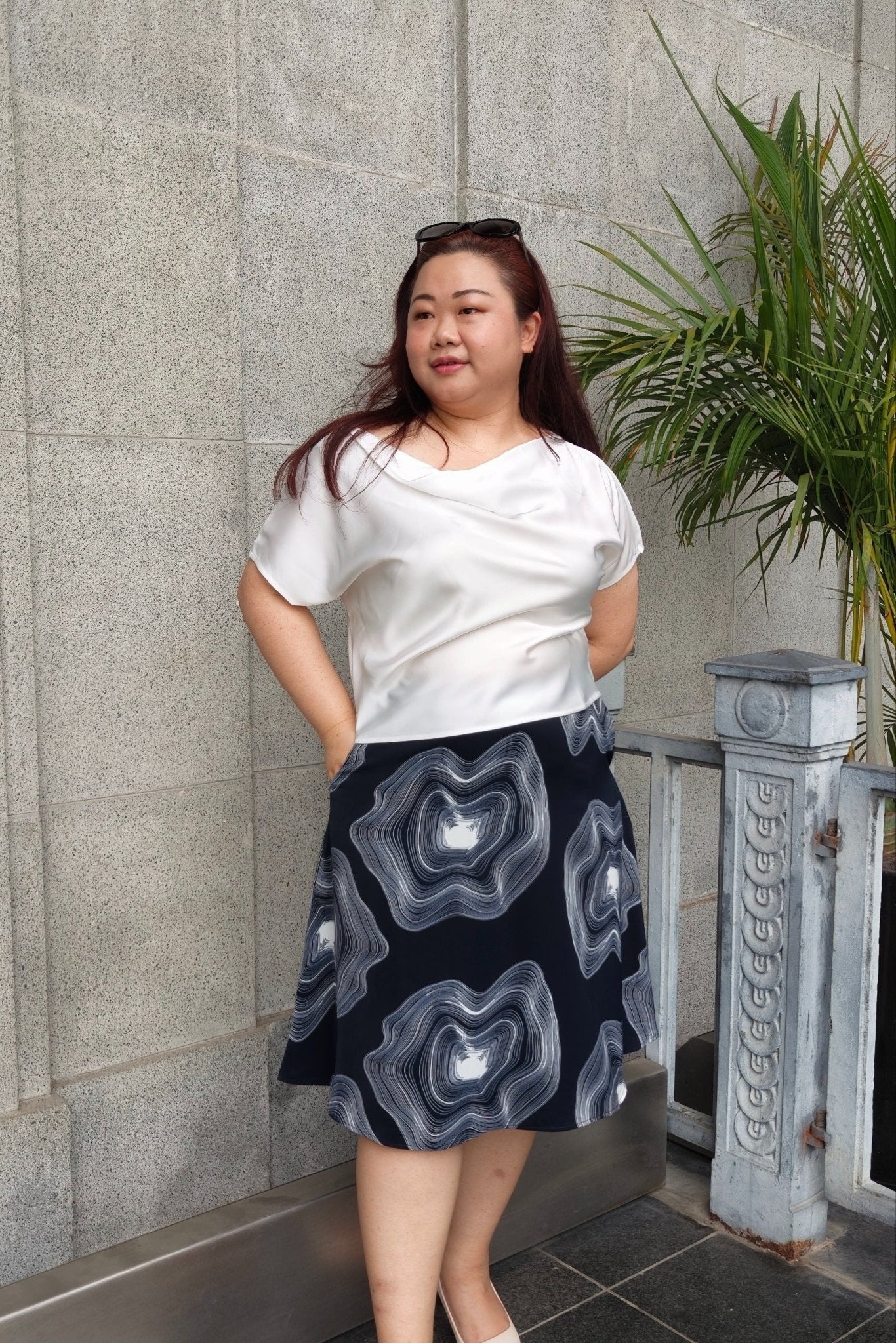 White Satin Cowl Neck Blouse - Bubbly