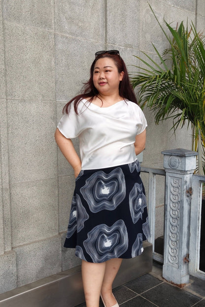 White Satin Cowl Neck Blouse - Bubbly