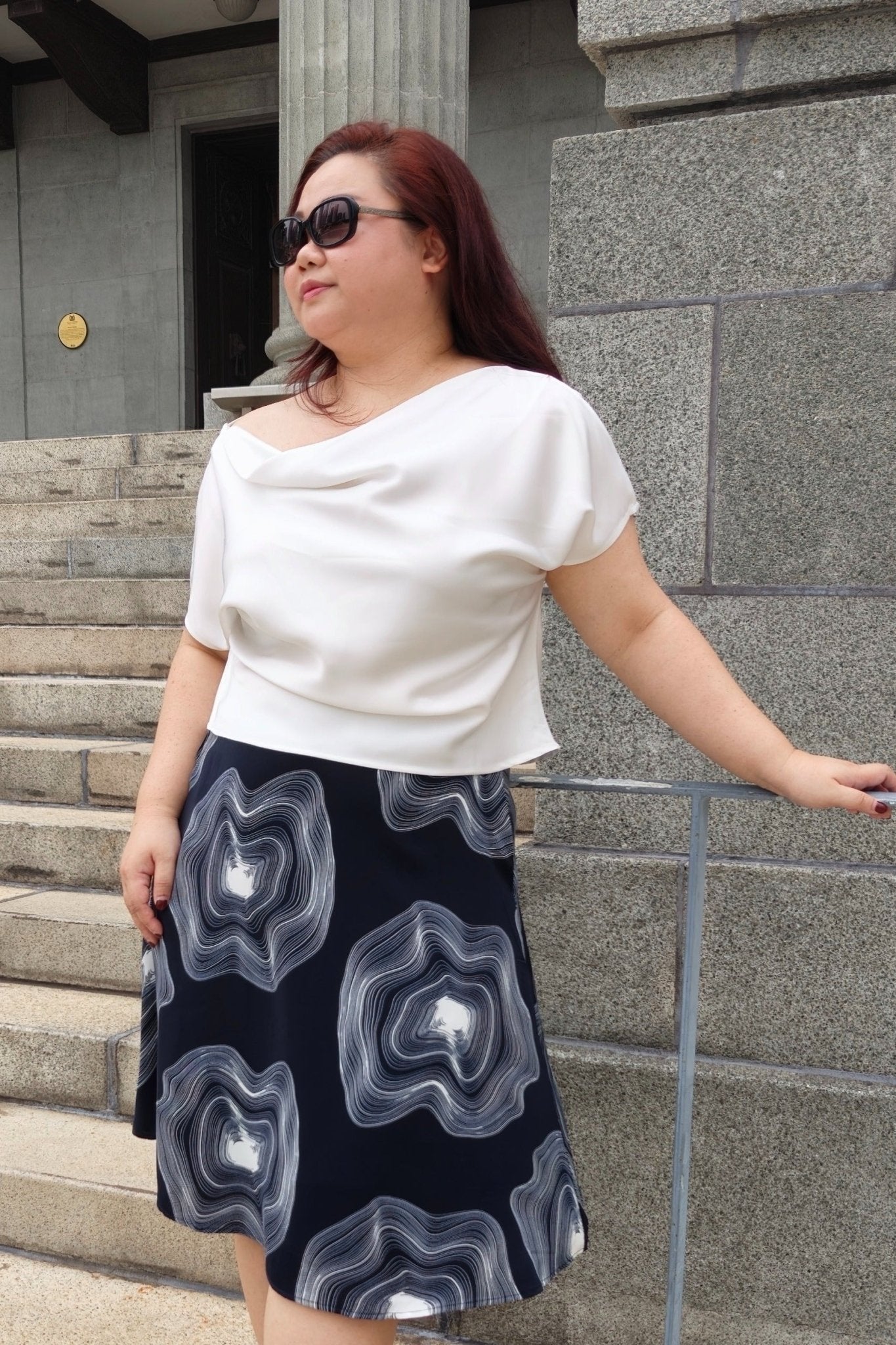 White Satin Cowl Neck Blouse - Bubbly