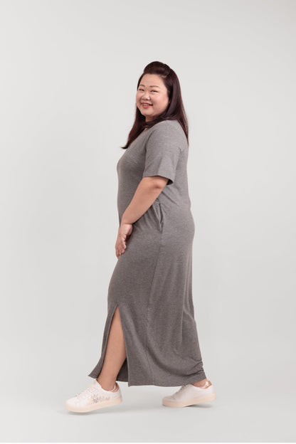 Your Everyday Grey Tee Maxi Dress - Bubbly