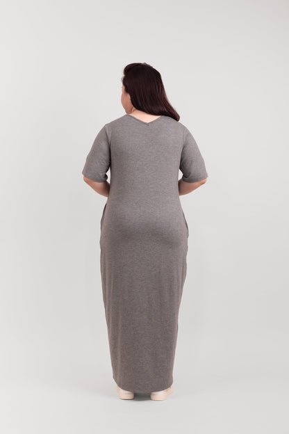 Your Everyday Grey Tee Maxi Dress - Bubbly