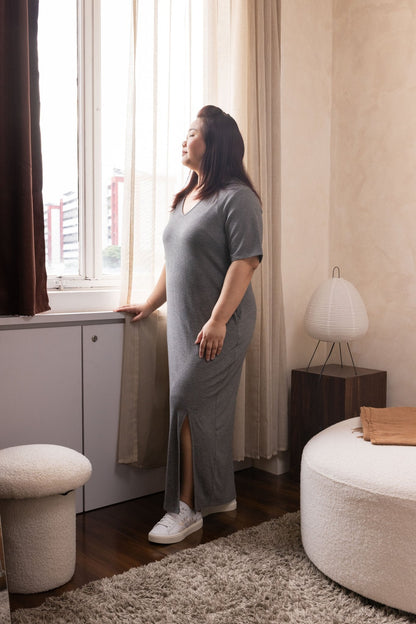 Your Everyday Grey Tee Maxi Dress - Bubbly