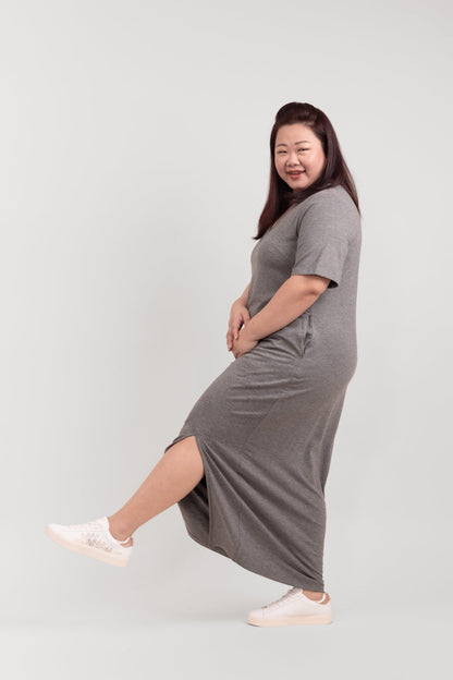 Your Everyday Grey Tee Maxi Dress - Bubbly
